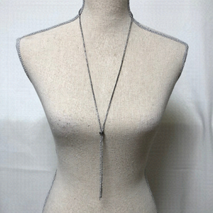 Guess, Black/Silver Rhinestone Lariat Necklace